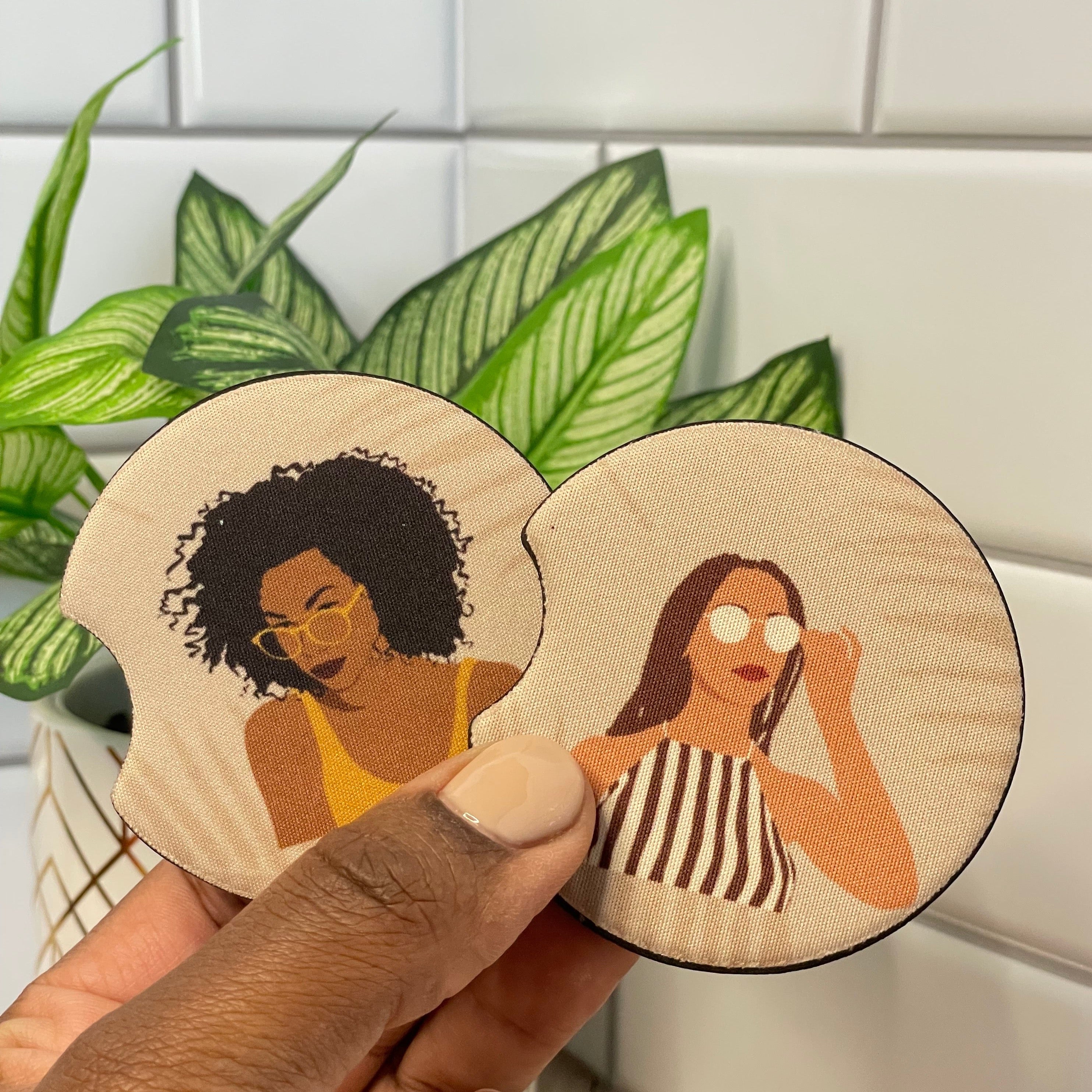 Black Woman Car Coasters, Custom Auto Accessories for Black Girl, Gift –  Lenae Designs